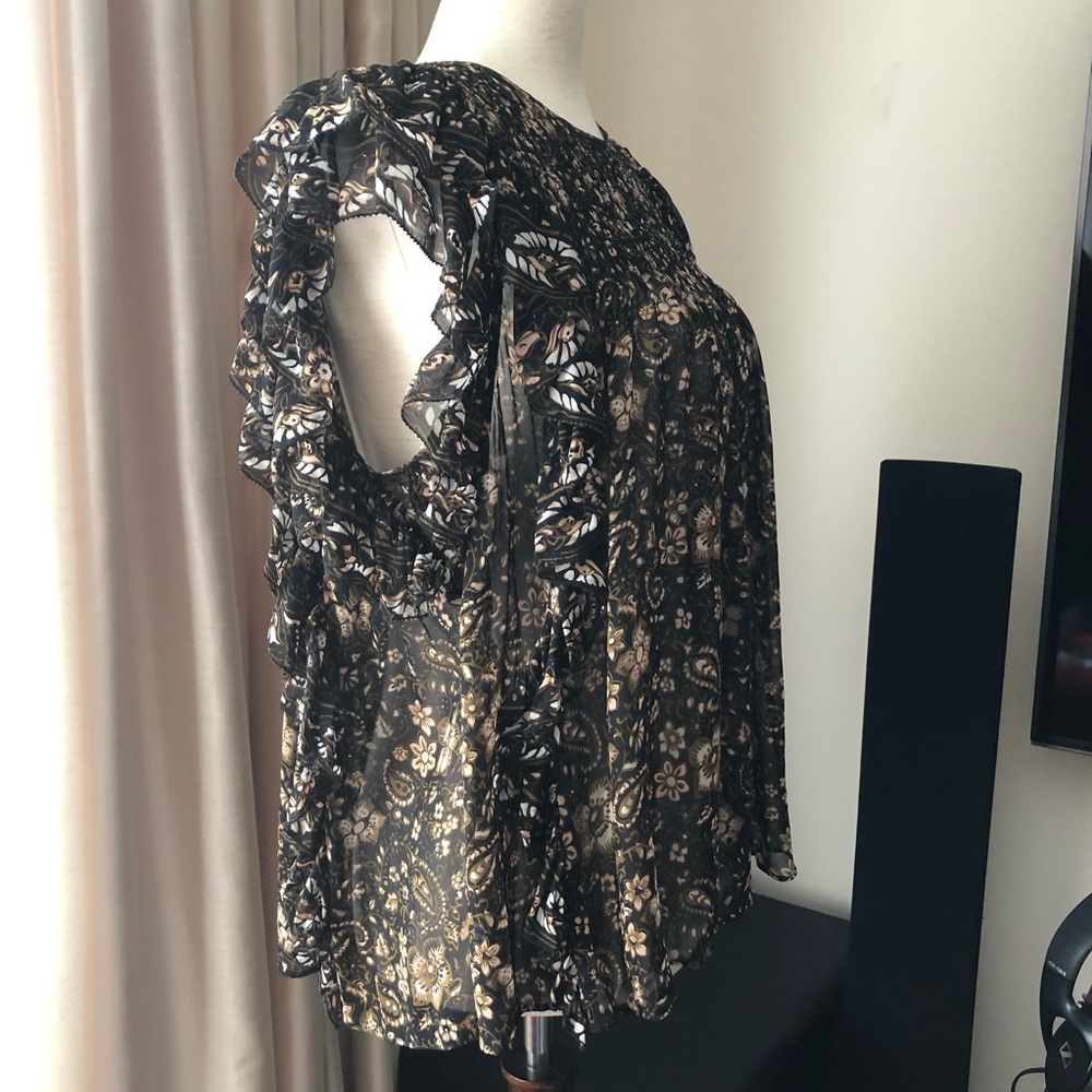 Ulla Johnson Black and Gold Floral Blouse - Picture 5 of 13